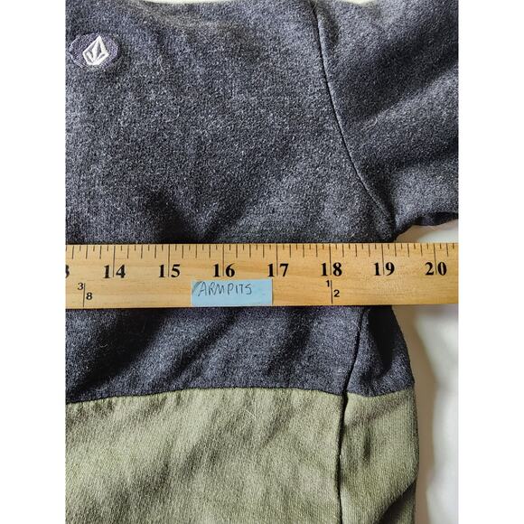 VOLCOM Military Green Black Skater Street Medium Weight Pullover Hoodie SZ M - Picture 6 of 8